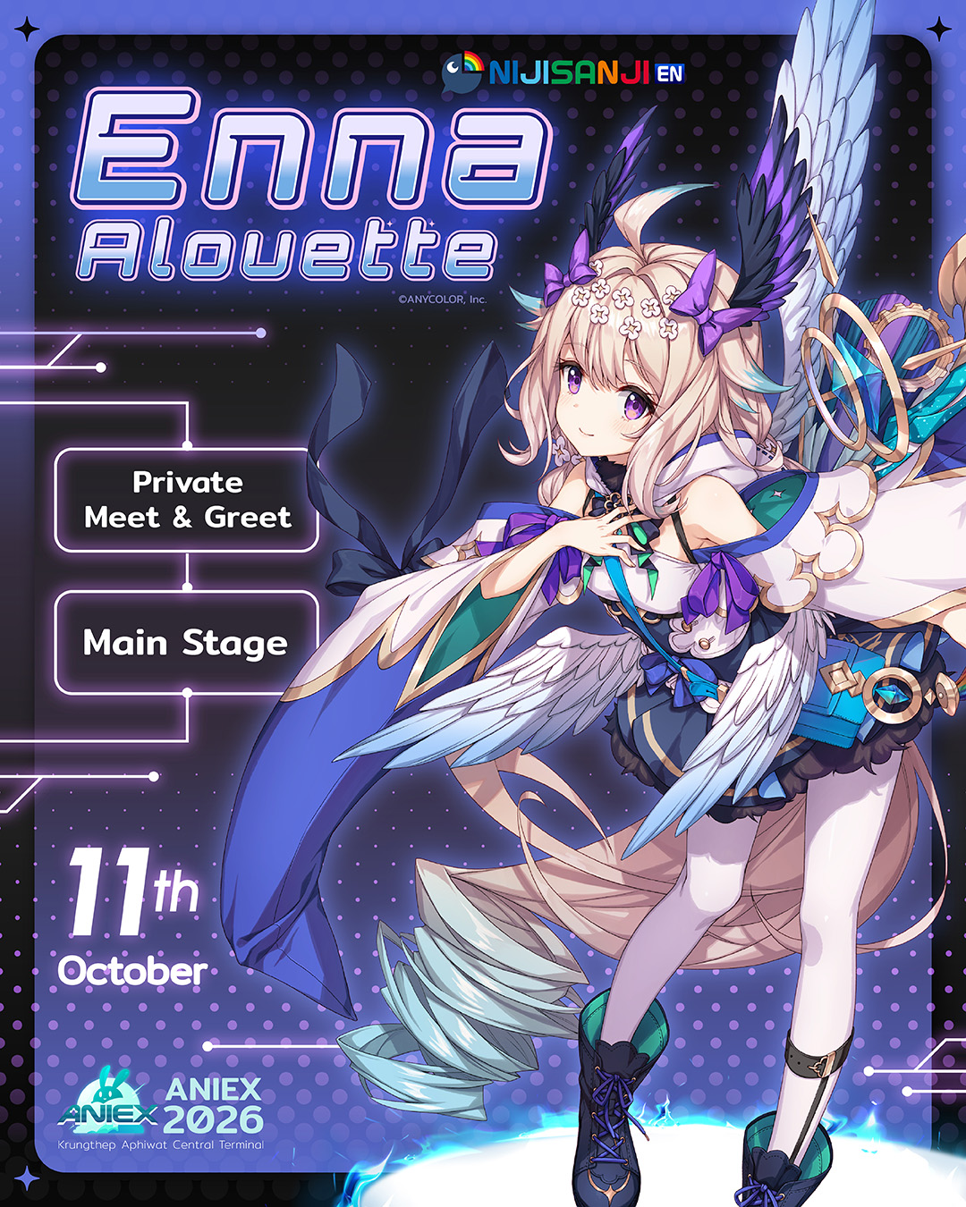 Enna Alouette from NIJISANJI EN, one of the members of Ethyria, is also part of the special unit Zuttomo. Come meet her at AniEx 2026!