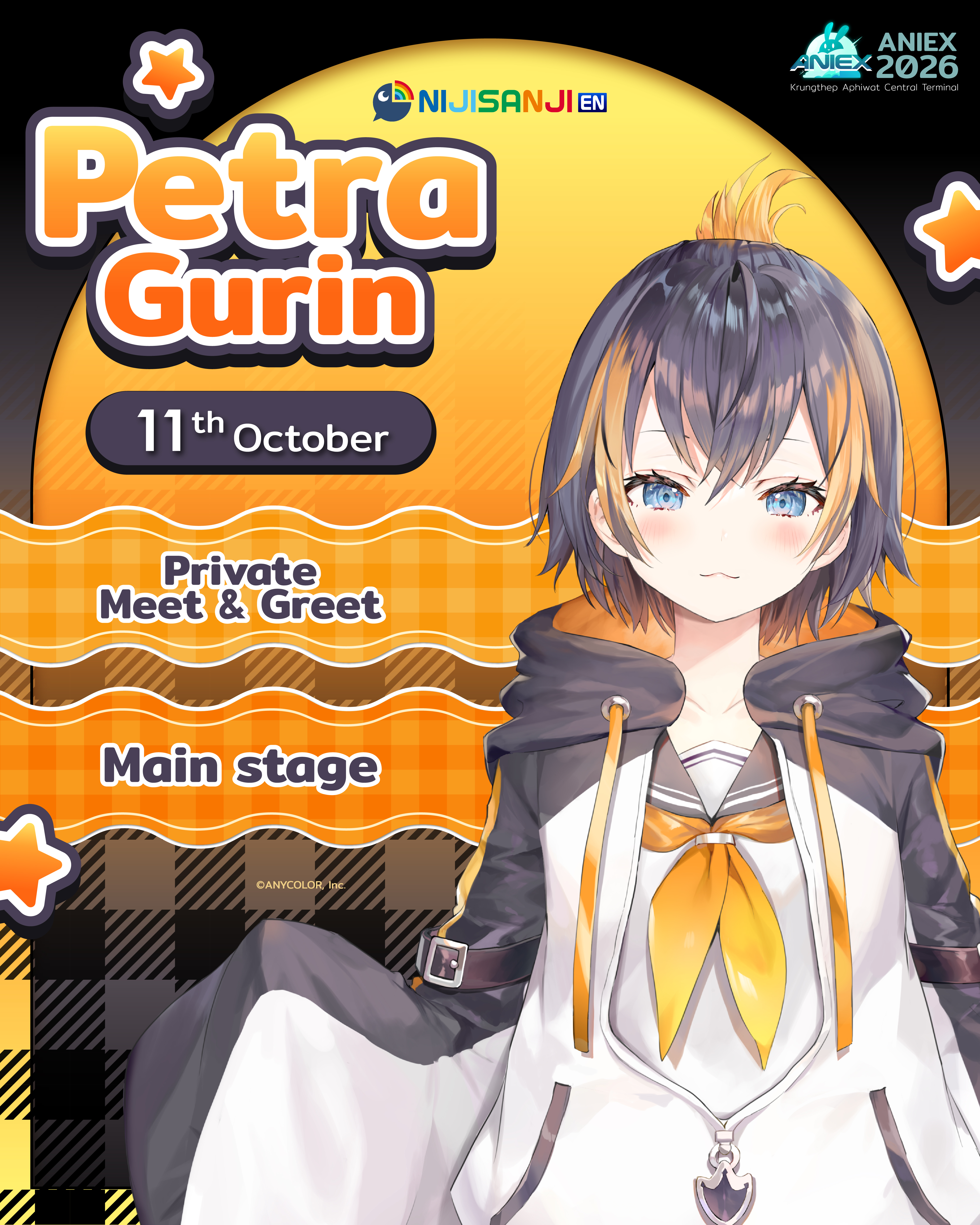 Petra Gurin from NIJISANJI EN, one of the members of OBSYDIA, is also part of the special unit Zuttomo. Come meet her at AniEx 2026!