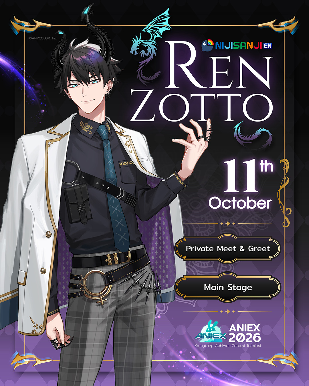 Ren Zotto from NIJISANJI EN, one of the members of ILUNA, is also part of the special unit NIJJI NOVA or Nova. Come meet him at AniEx 2026!