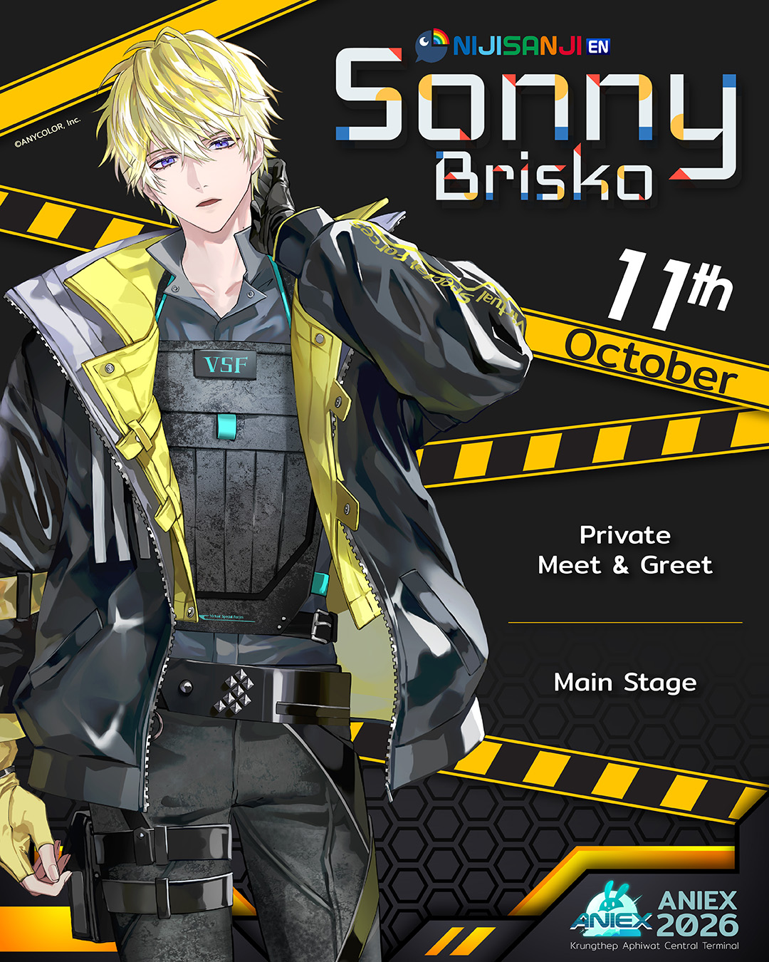 Sonny Brisko from NIJISANJI EN, one of the members of Noctyx, is also part of the special unit NIJJI NOVA or Nova. Come meet her at AniEx 2026!